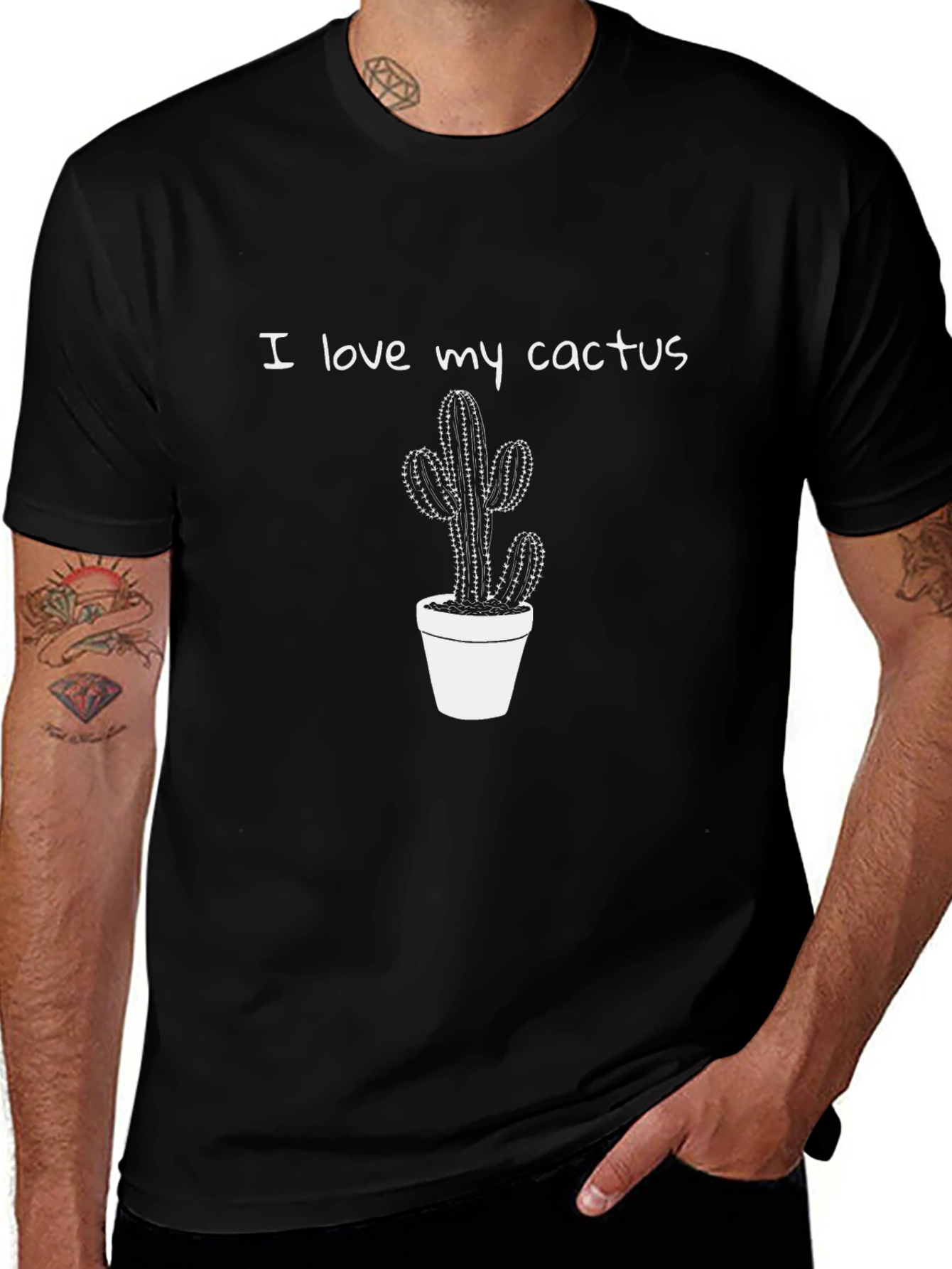 I Love My Cactus Black T-Shirt