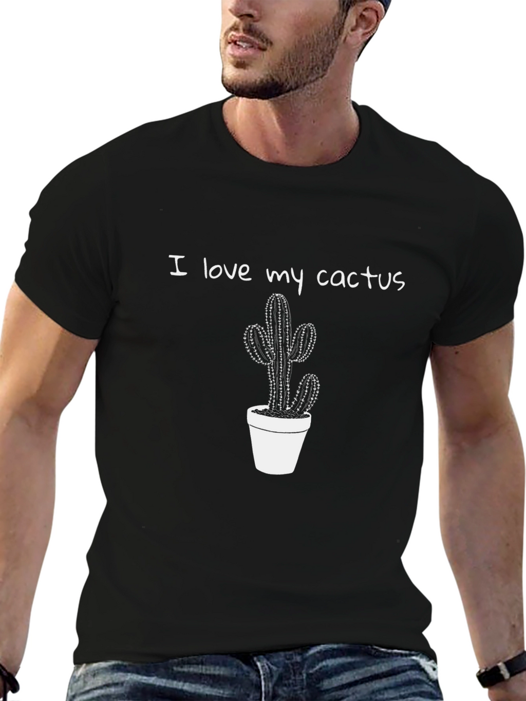 I Love My Cactus Black T-Shirt