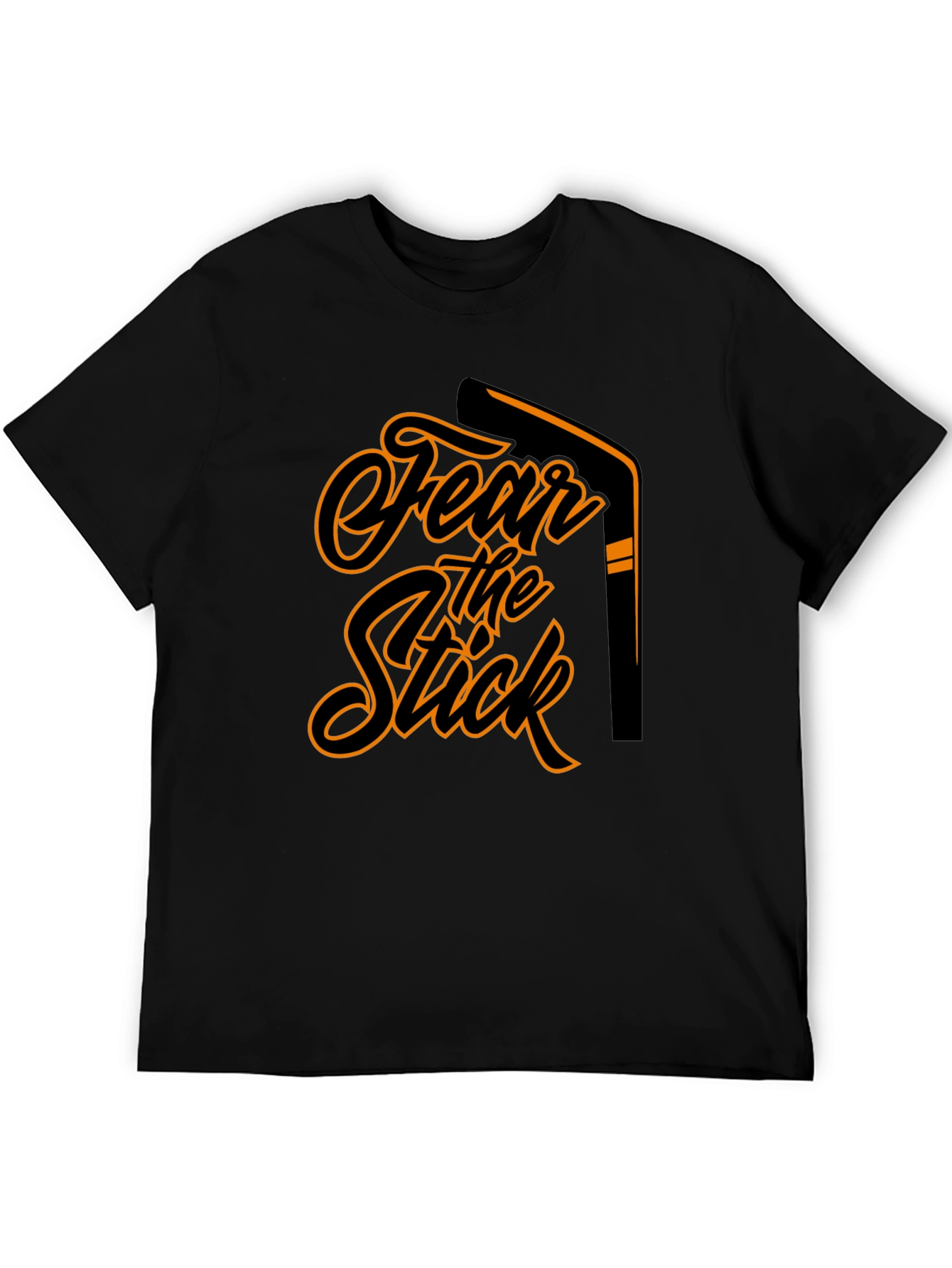 Fear the Stick Hockey Graphic Tee - Black