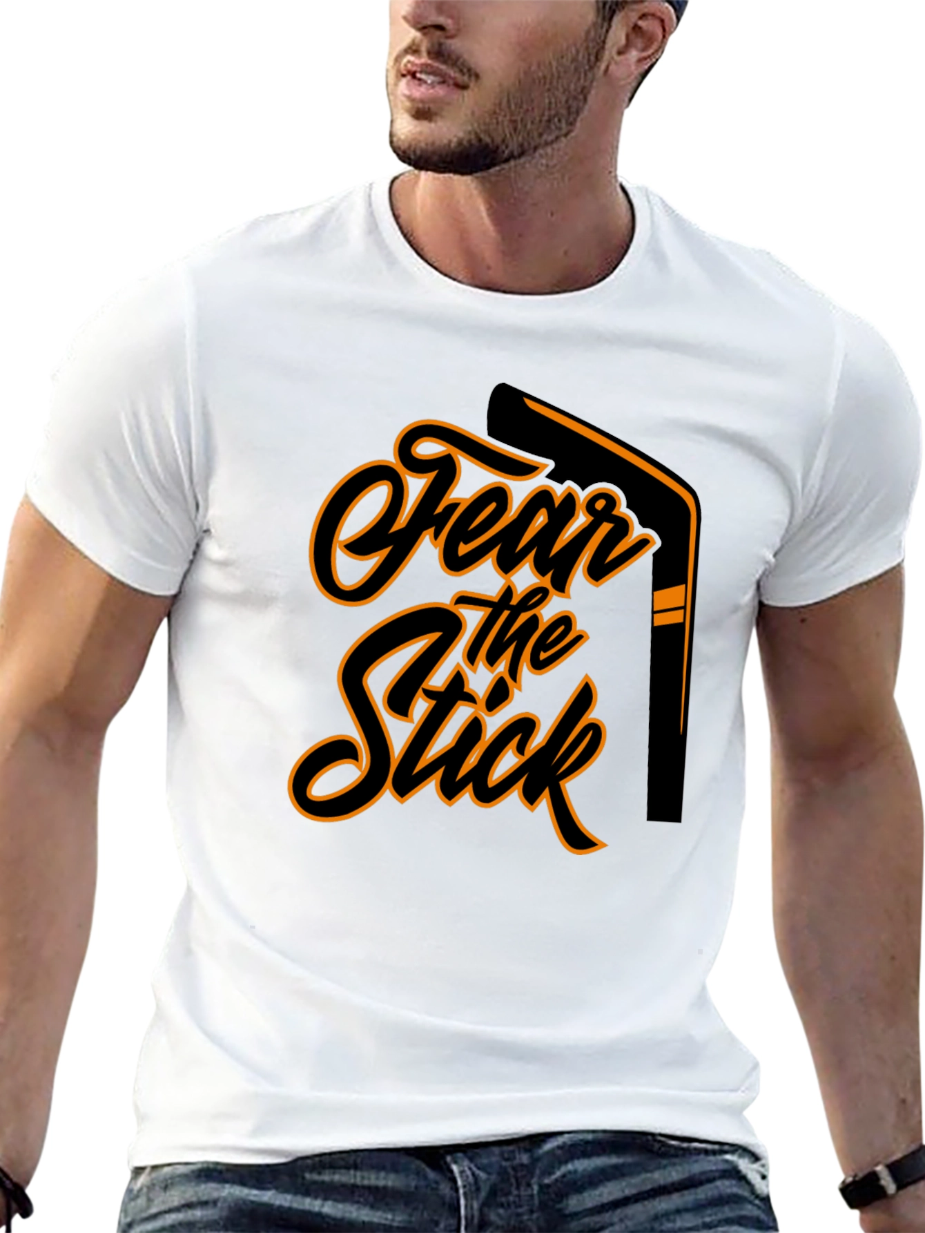 Fear the Stick Hockey Graphic Tee - Black