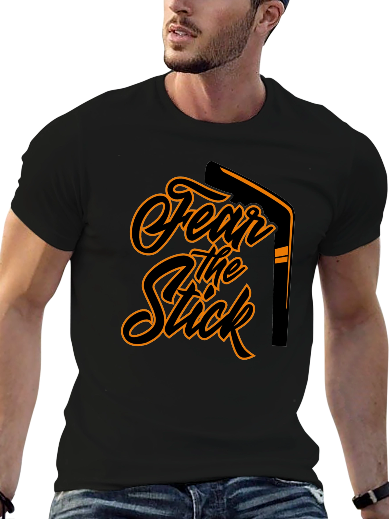Fear the Stick Hockey Graphic Tee - Black