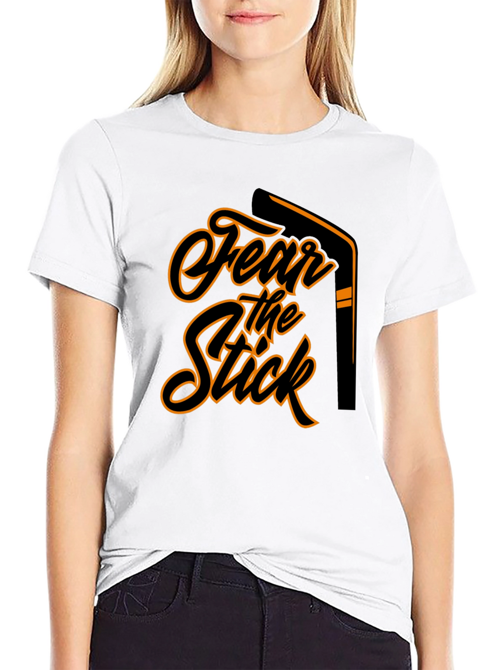 Fear the Stick Hockey Graphic Tee - Black