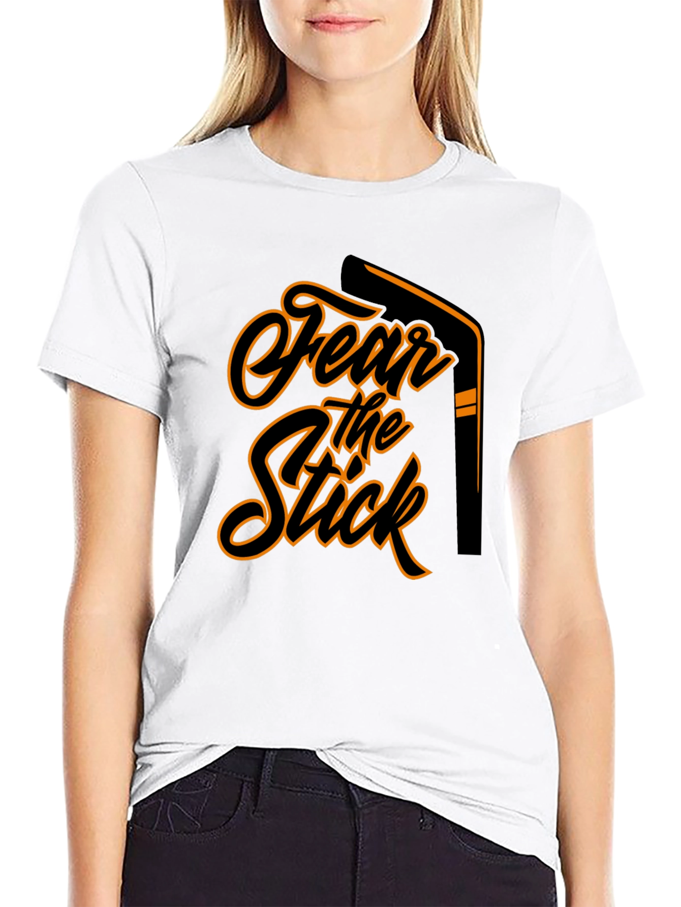 Fear the Stick Hockey Graphic Tee - Black