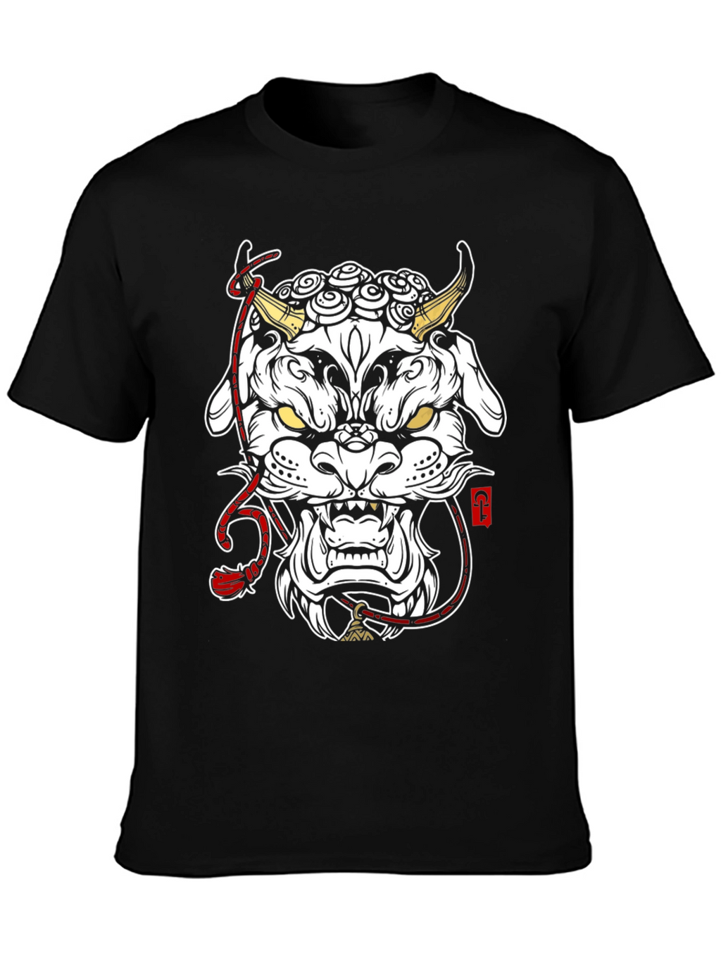 Black T-Shirt with Foo Dog Graphic