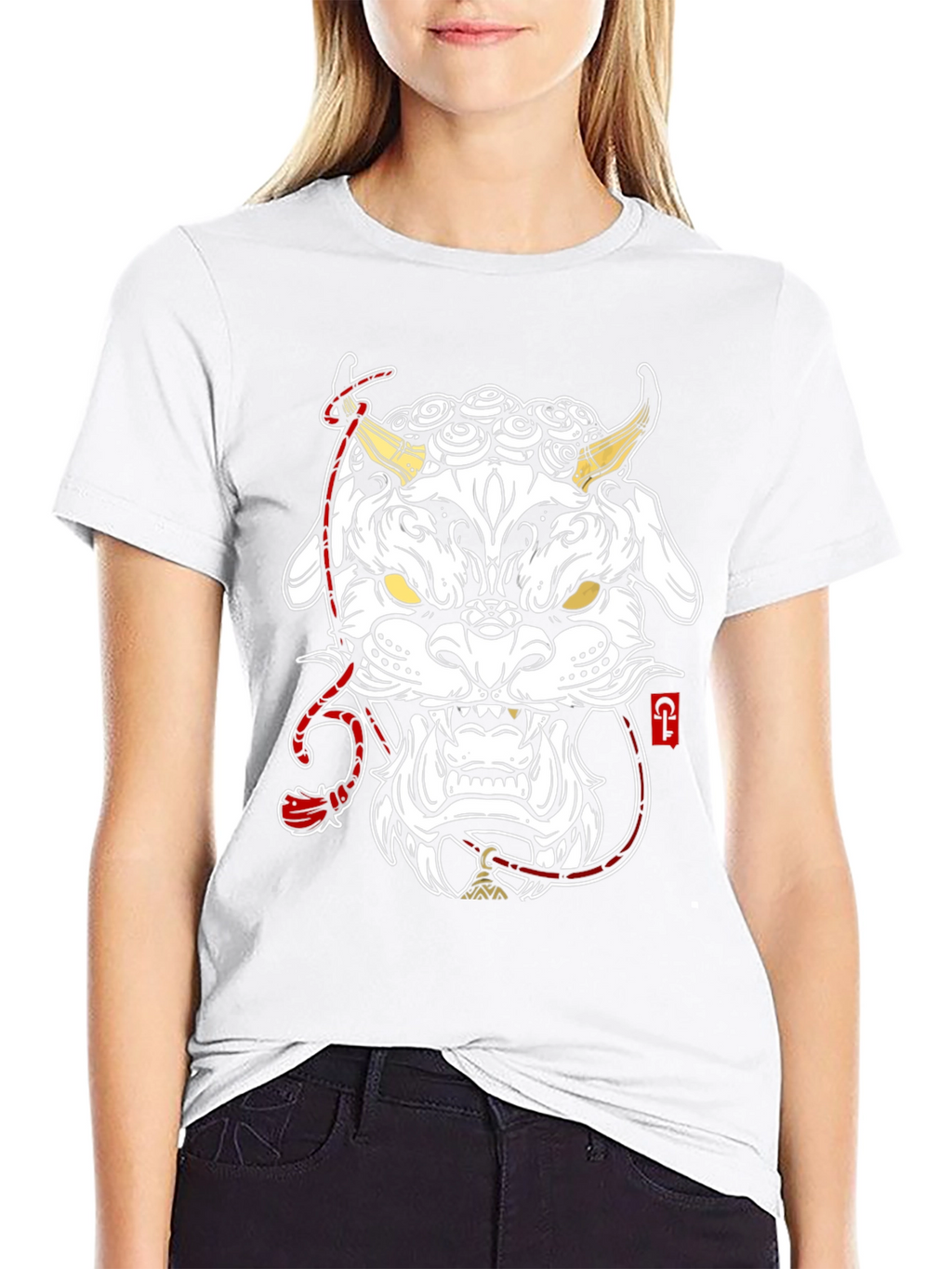 Black T-Shirt with Foo Dog Graphic