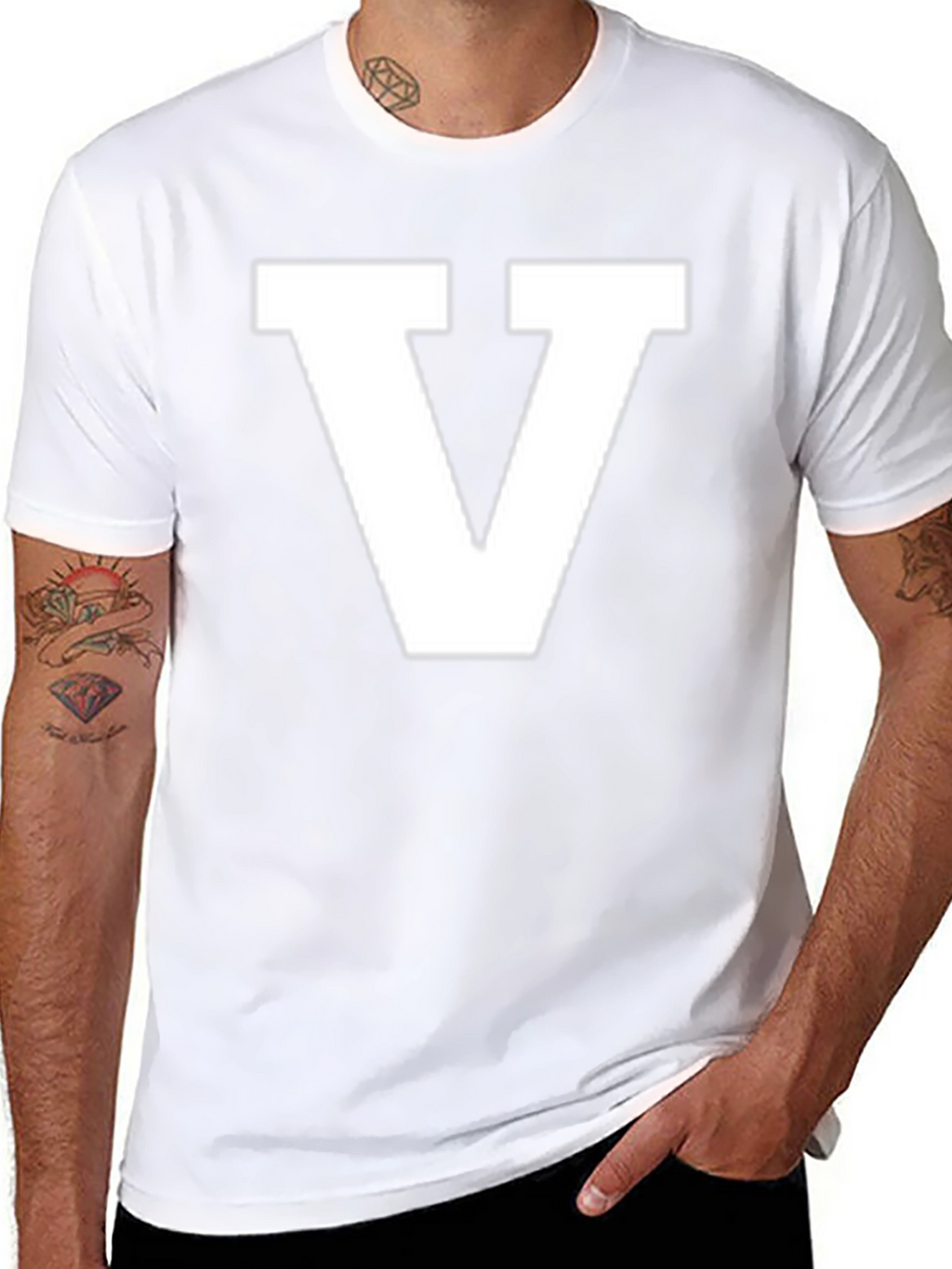 Bold Letter V Graphic Tee - Classic Black