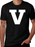 Bold Letter V Graphic Tee - Classic Black