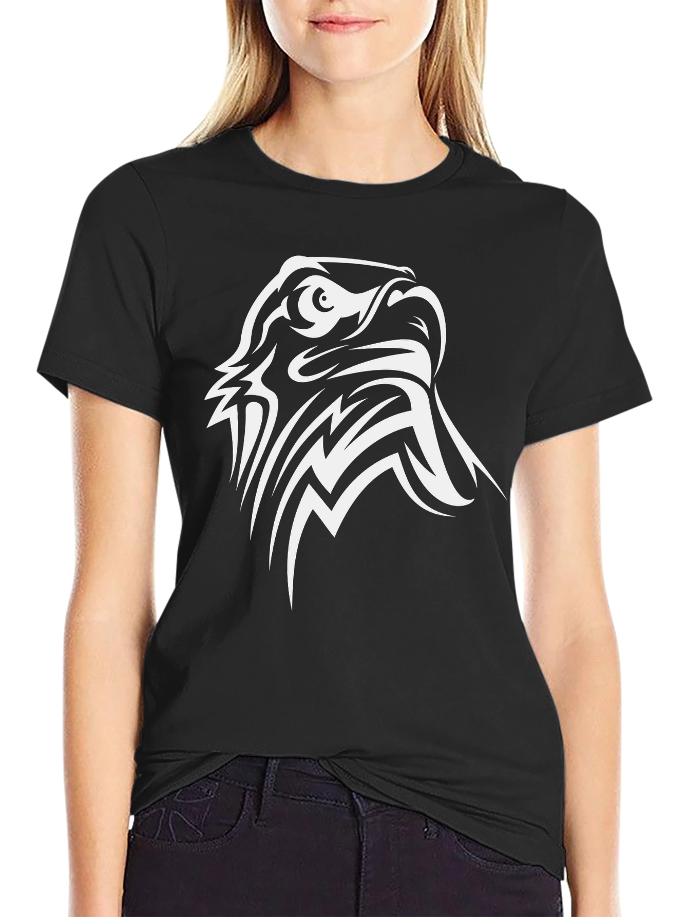 Eagle Graphic Black T-Shirt - Bold Tribal Design