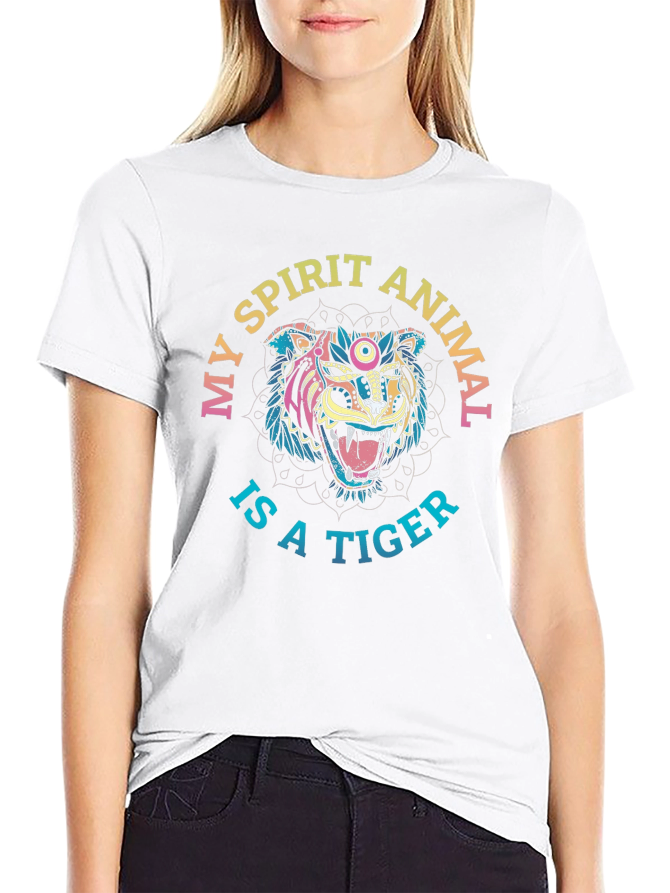 Spirit Animal Tiger Graphic Tee - Mens Black T-Shirt