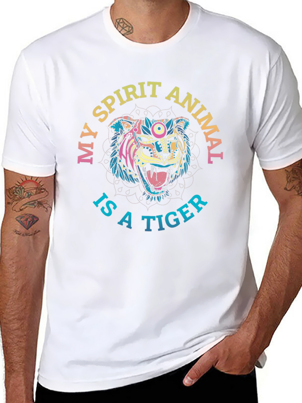 Spirit Animal Tiger Graphic Tee - Mens Black T-Shirt