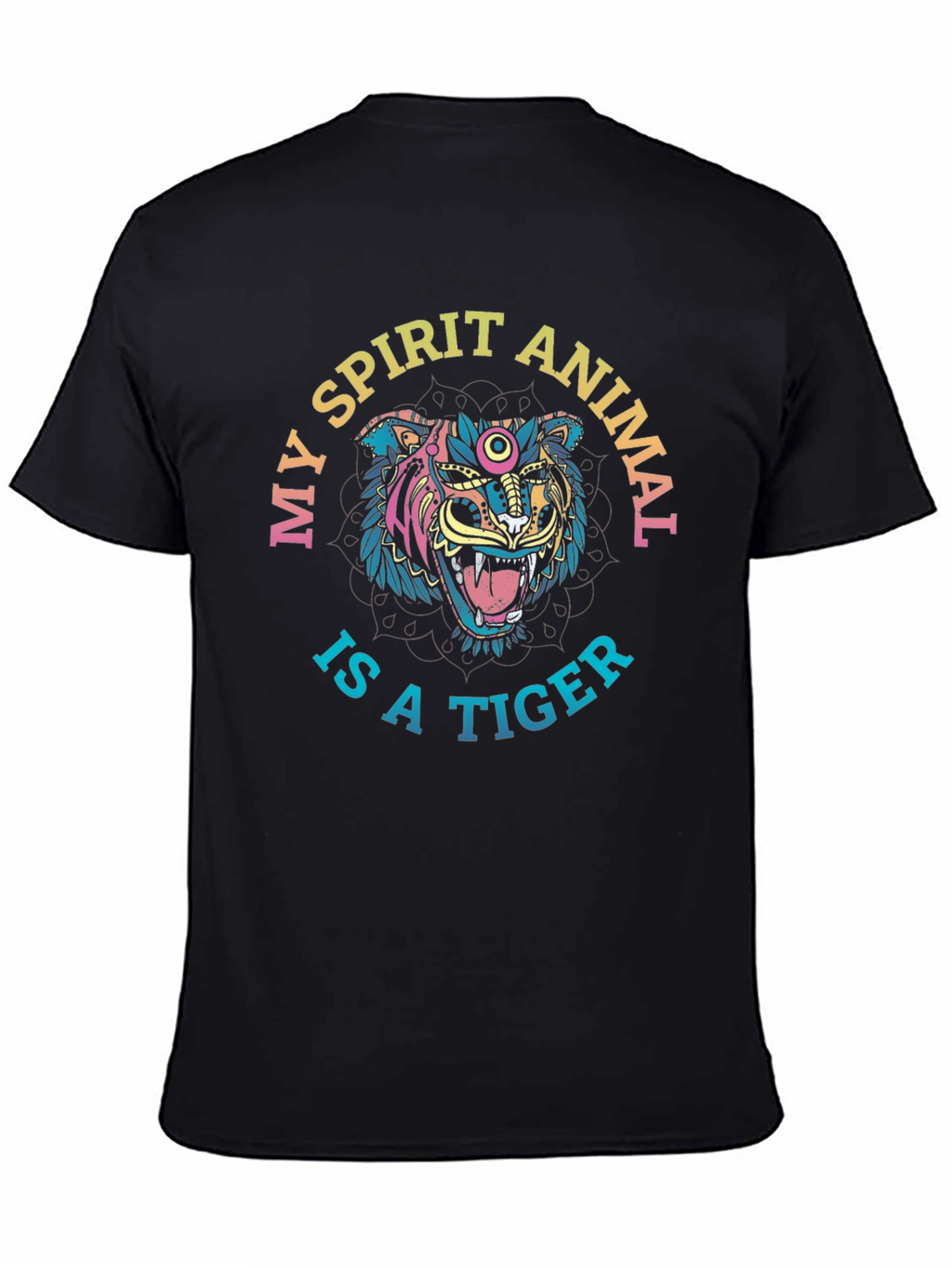 Spirit Animal Tiger Graphic Tee - Mens Black T-Shirt