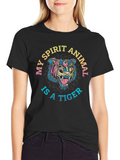 Spirit Animal Tiger Graphic Tee - Mens Black T-Shirt
