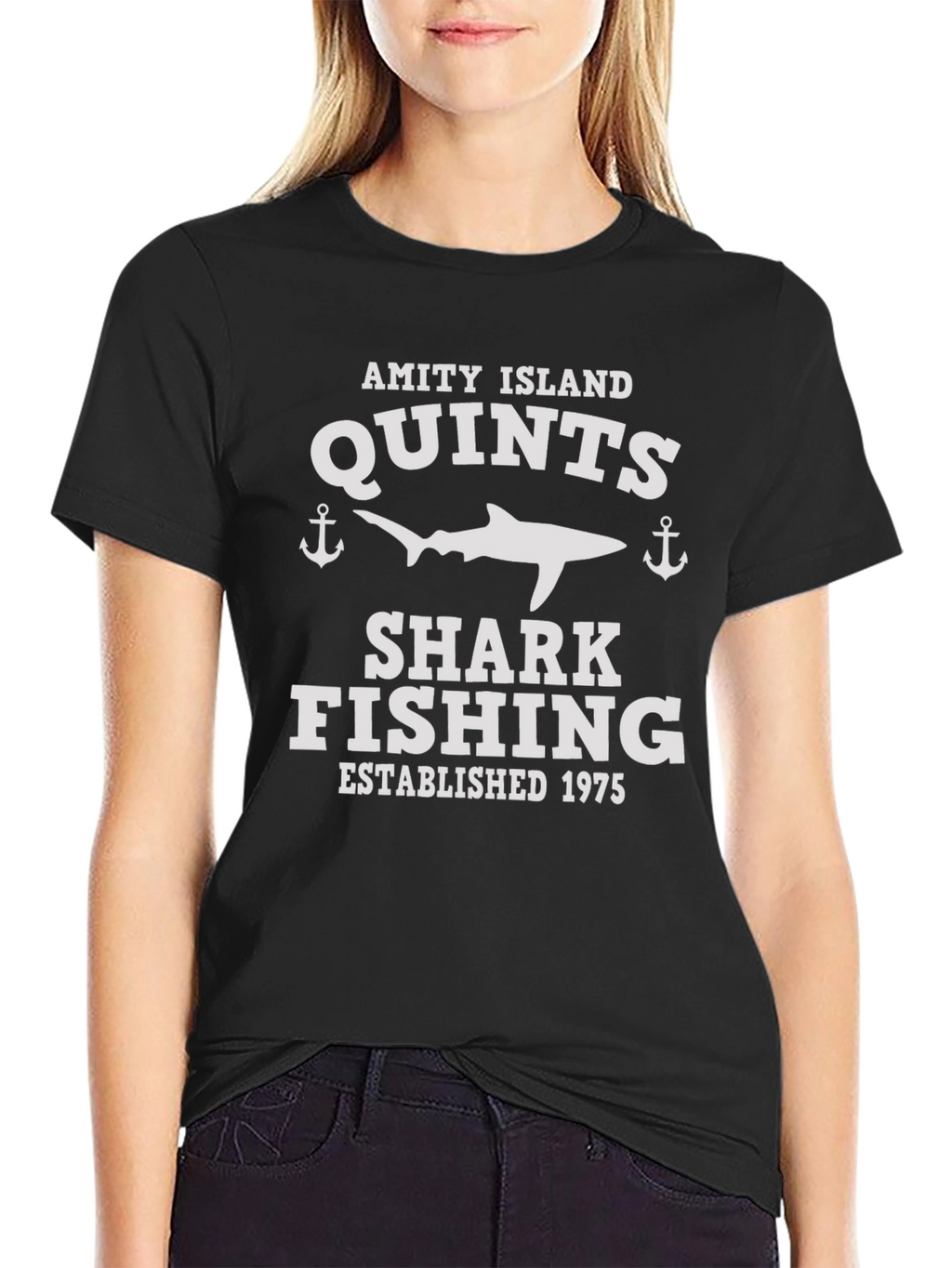 Quints Shark Fishing Black T-Shirt