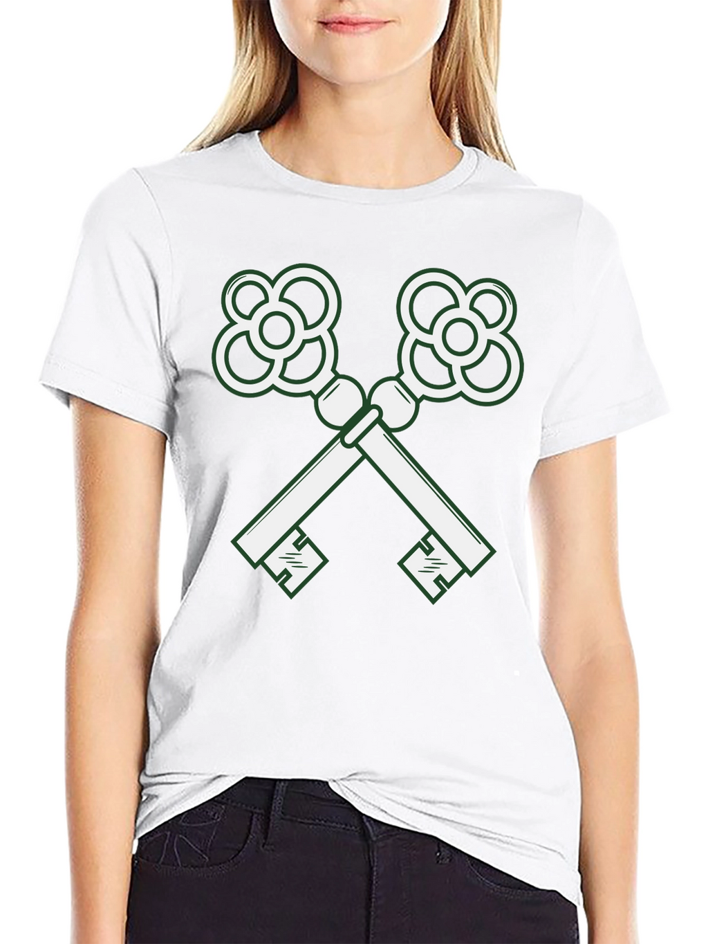 Crossed Keys Graphic Tee - Stylish Black T-Shirt