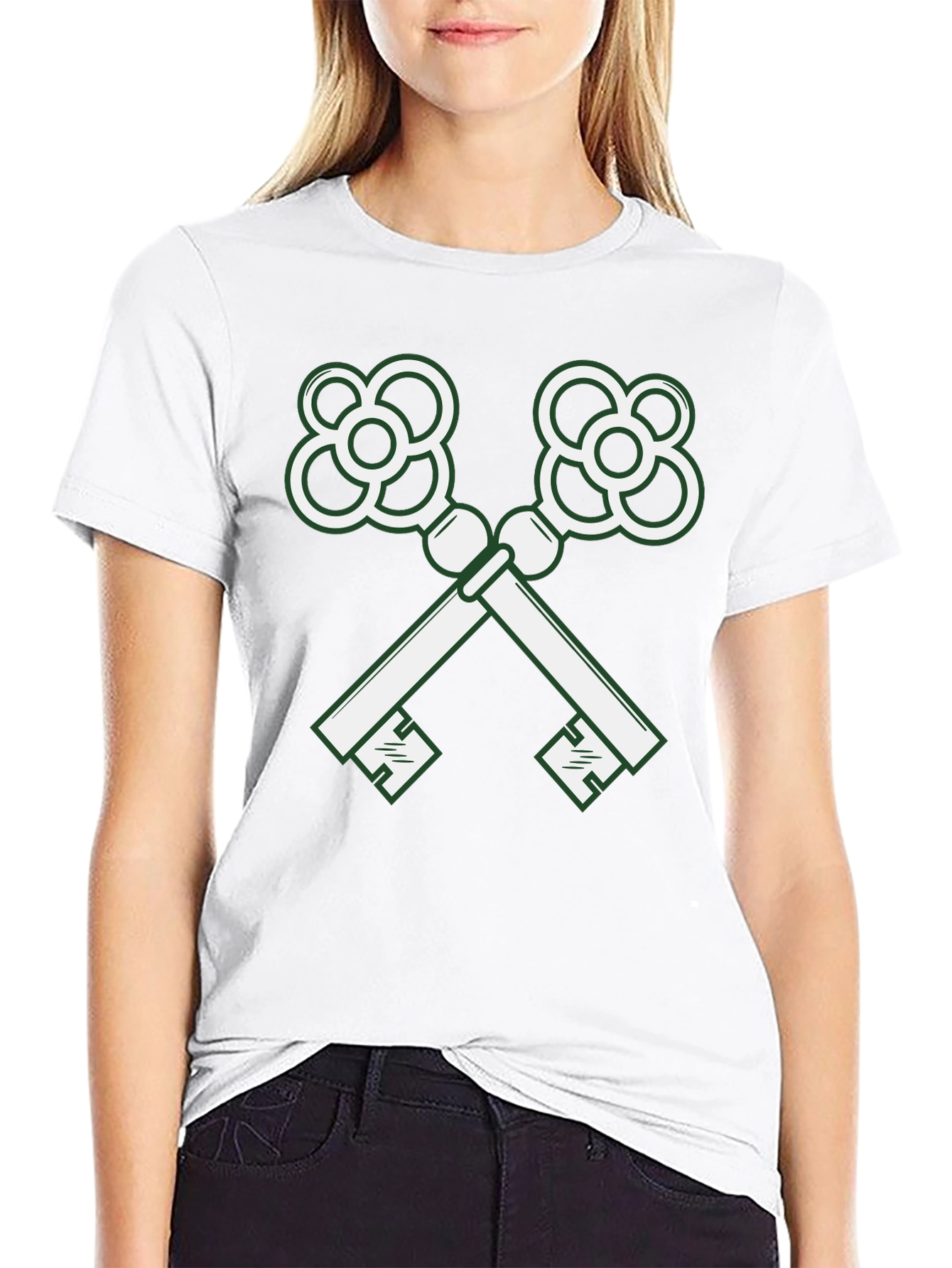 Crossed Keys Graphic Tee - Stylish Black T-Shirt