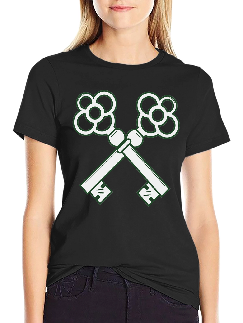 Crossed Keys Graphic Tee - Stylish Black T-Shirt