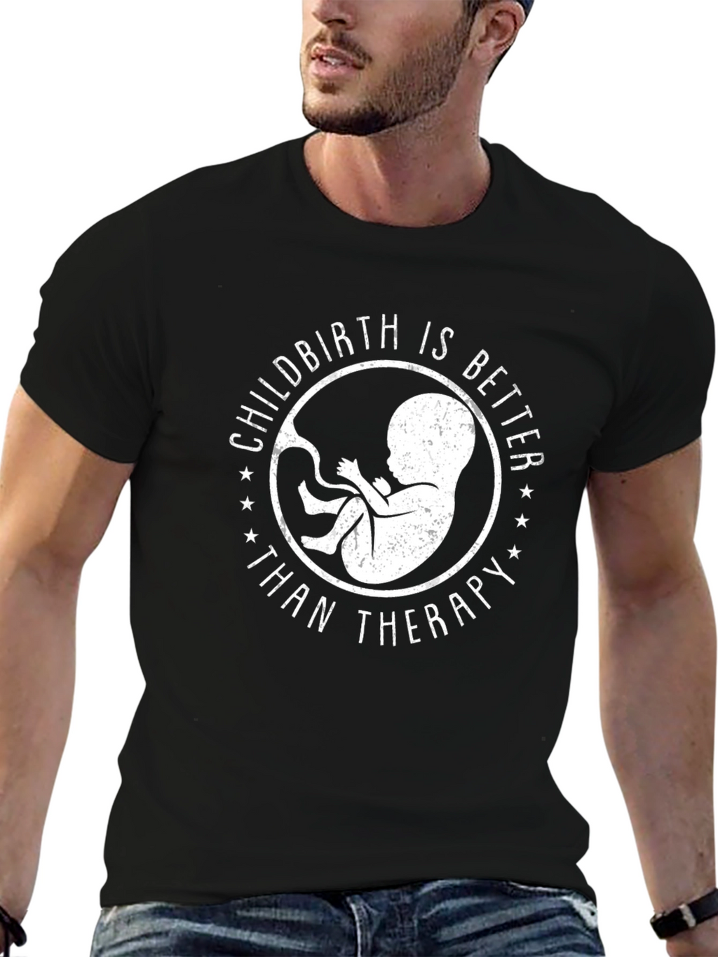 Childbirth Better Than Therapy Black Graphic Tee