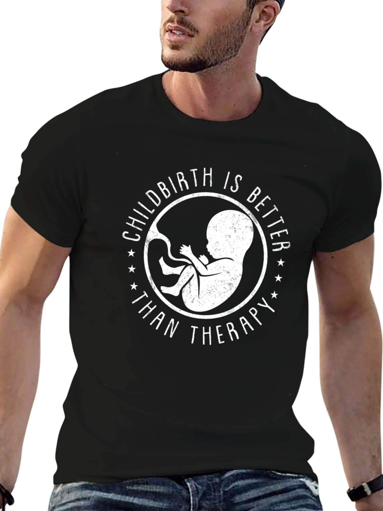 Childbirth Better Than Therapy Black Graphic Tee