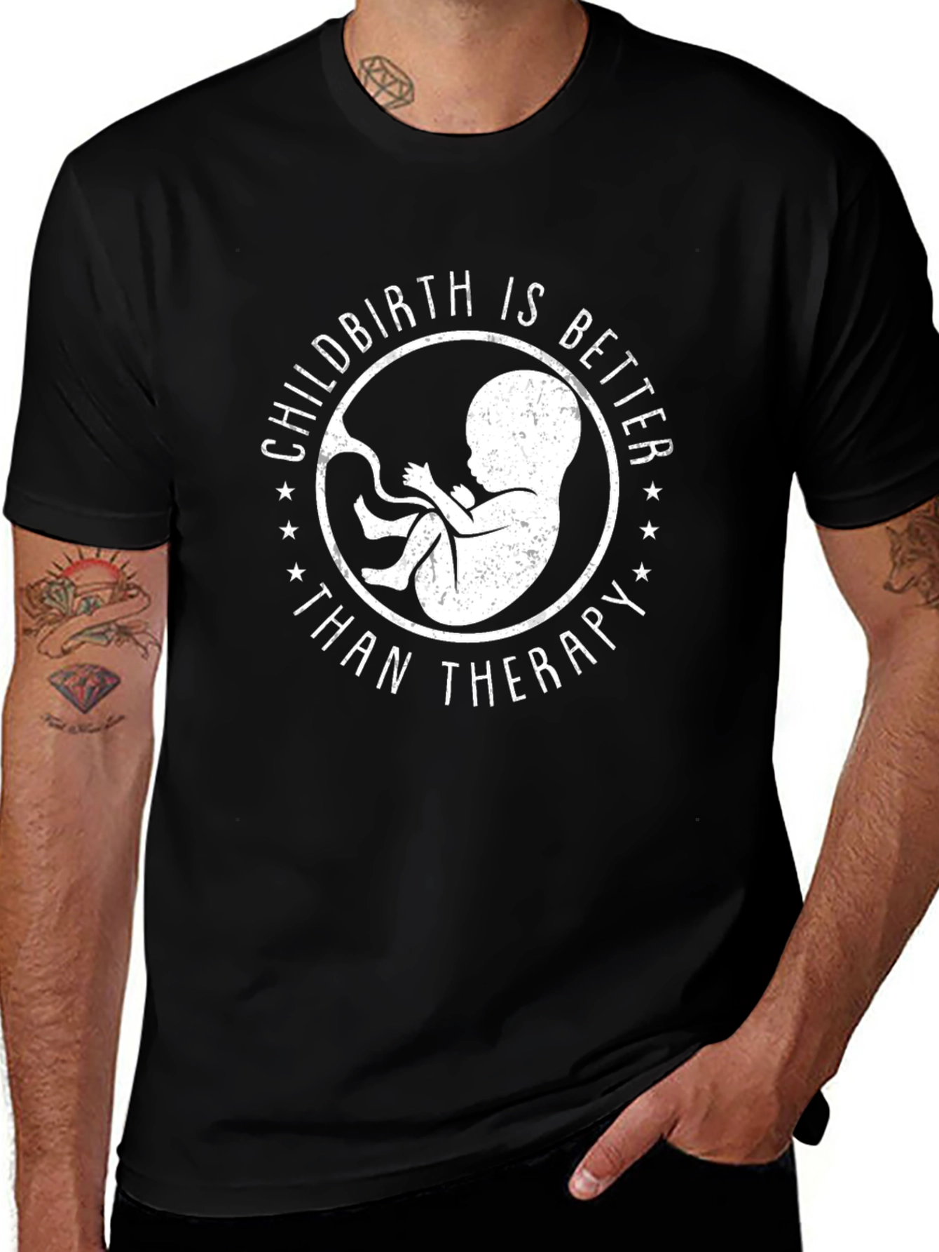 Childbirth Better Than Therapy Black Graphic Tee