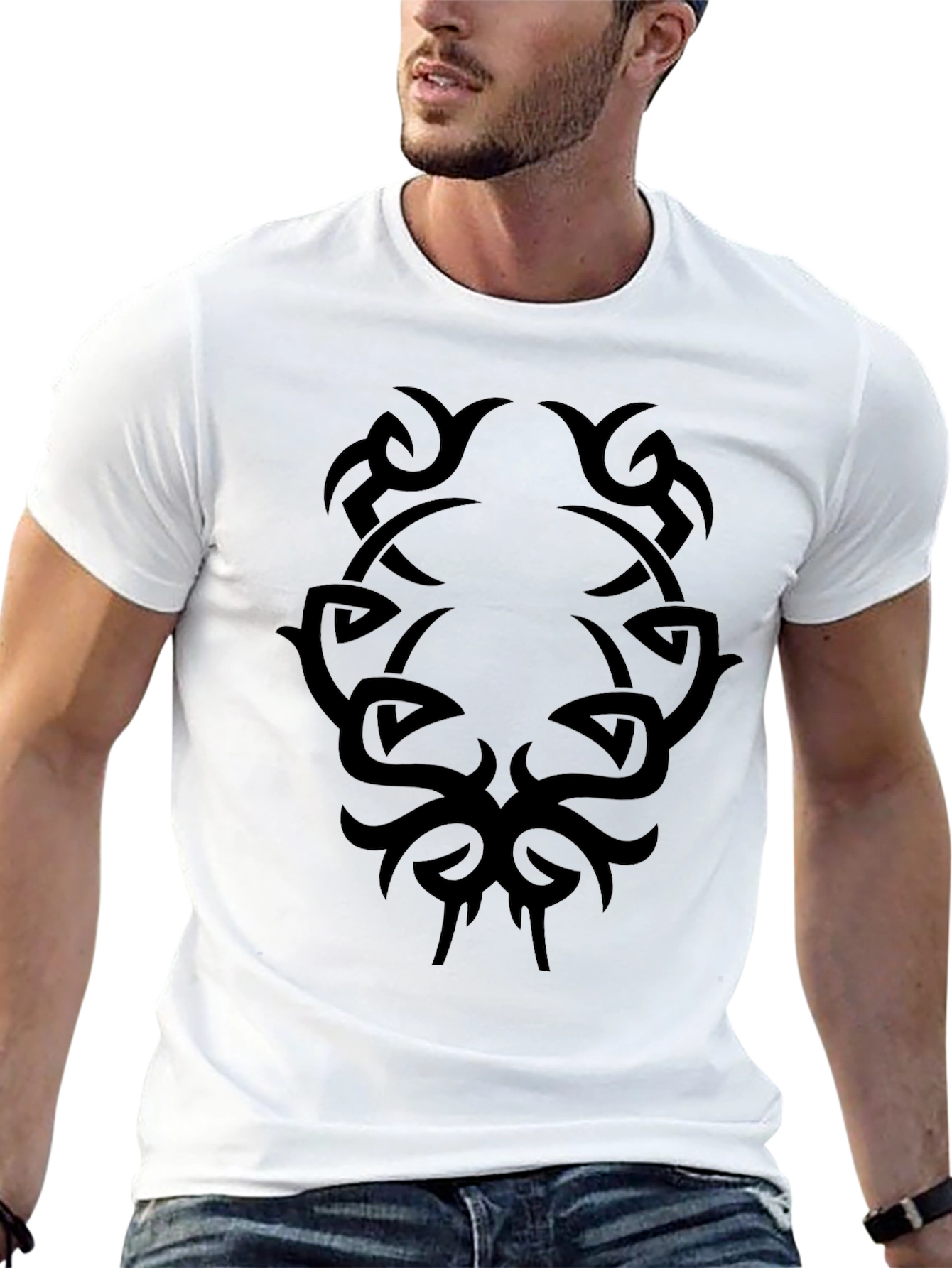 Mens Black Tribal Tattoo Graphic Tee