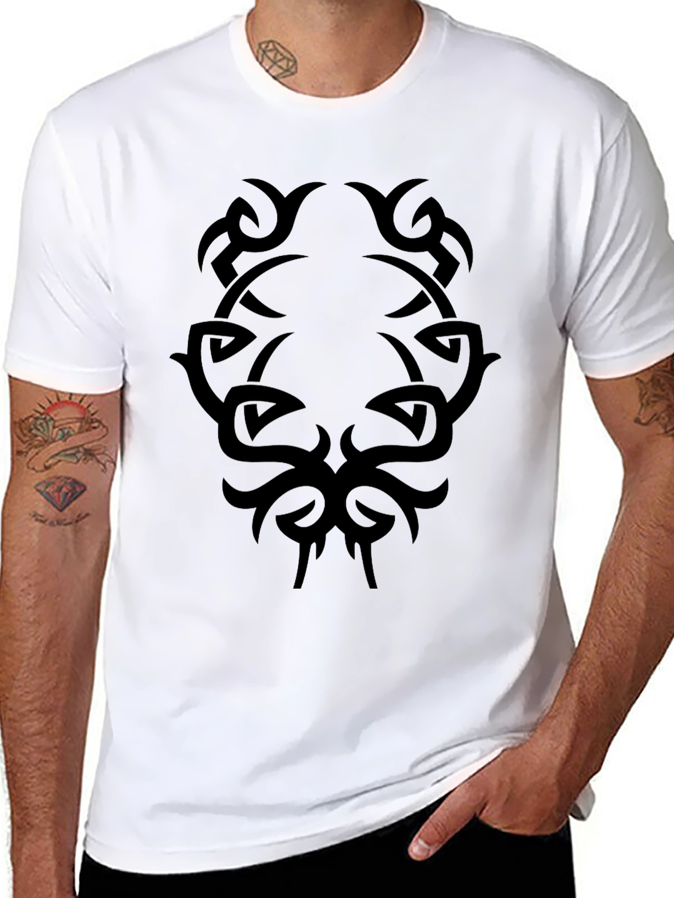 Mens Black Tribal Tattoo Graphic Tee