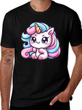 Cute Unicorn Graphic Black Tee Shirt