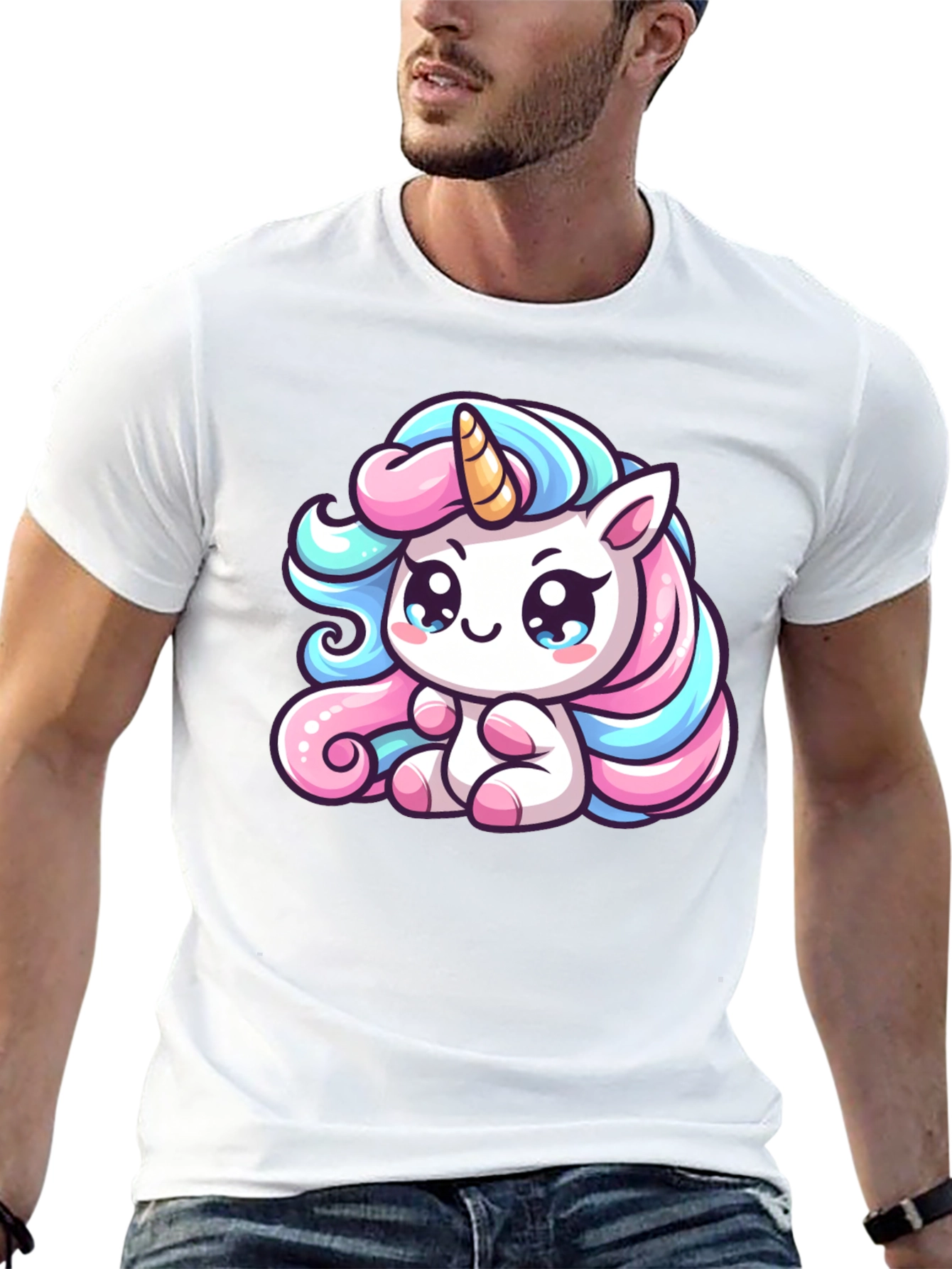 Cute Unicorn Graphic Black Tee Shirt