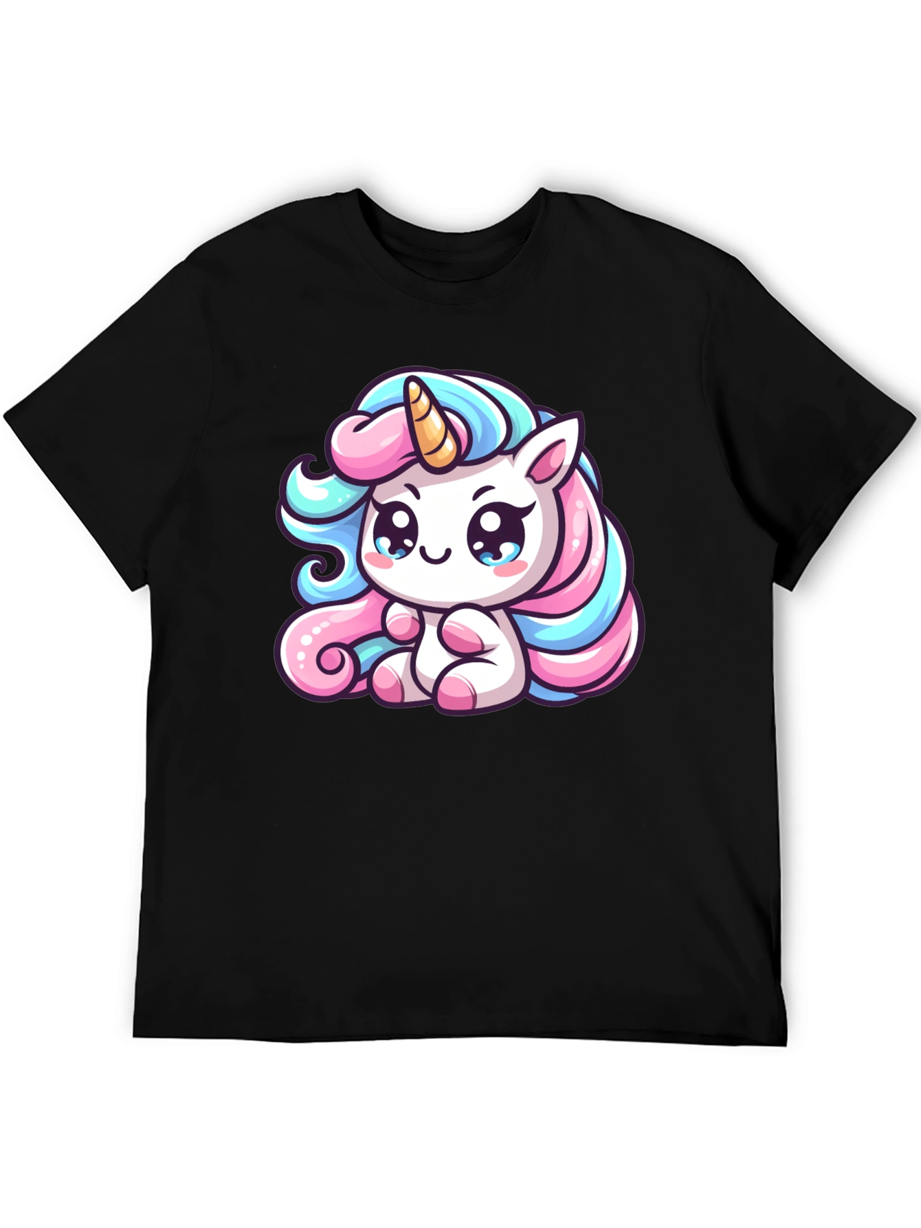 Cute Unicorn Graphic Black Tee Shirt
