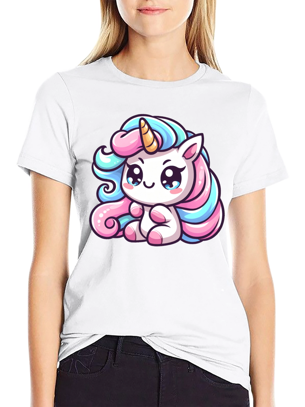 Cute Unicorn Graphic Black Tee Shirt