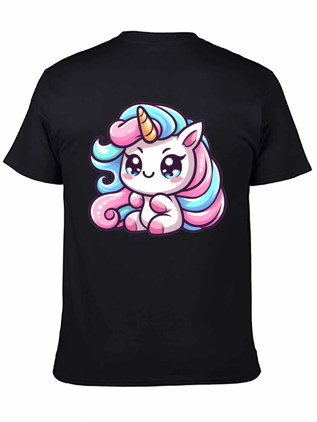 Cute Unicorn Graphic Black Tee Shirt