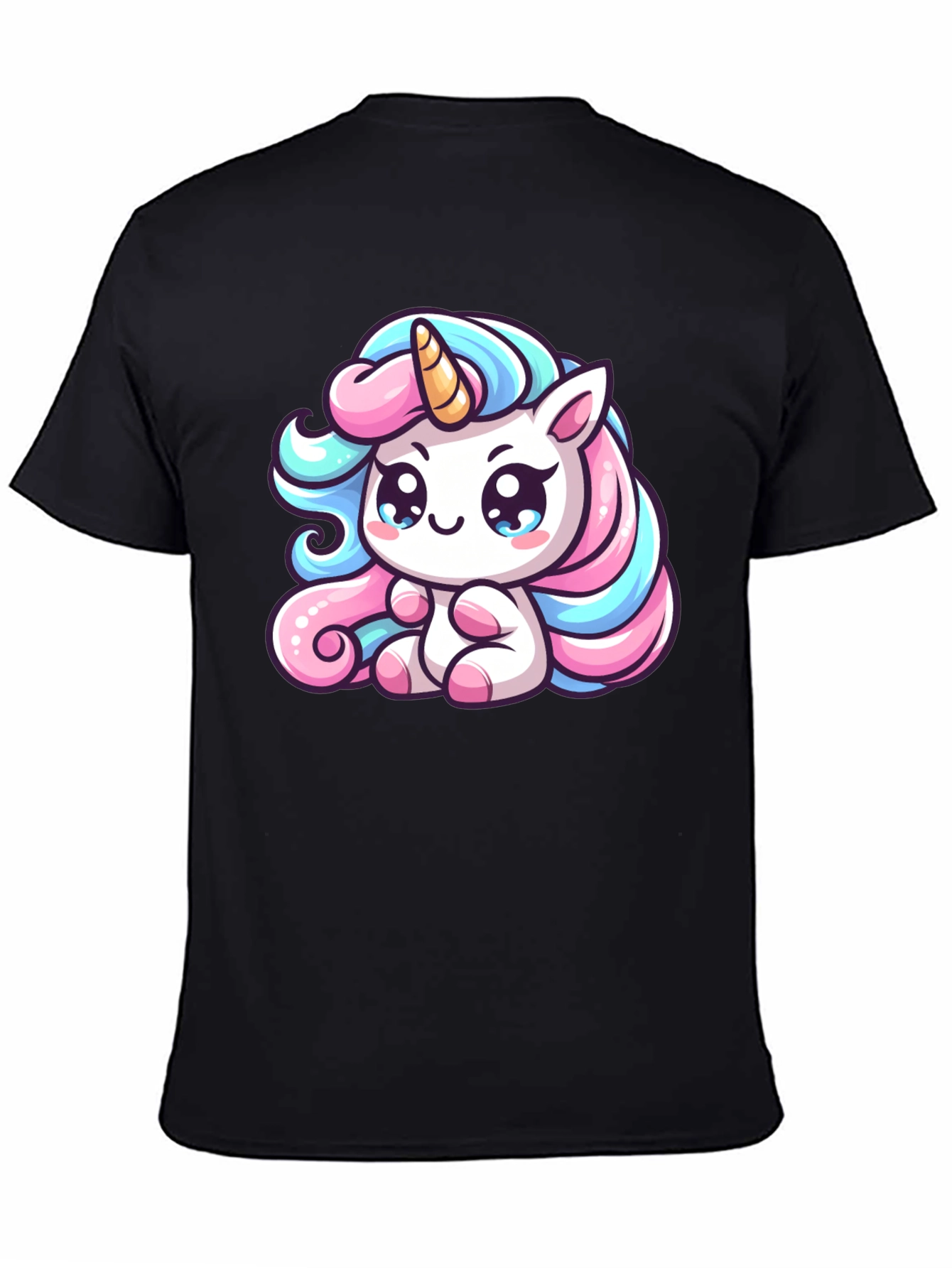 Cute Unicorn Graphic Black Tee Shirt