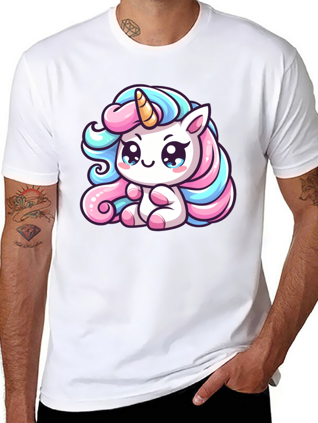 Cute Unicorn Graphic Black Tee Shirt