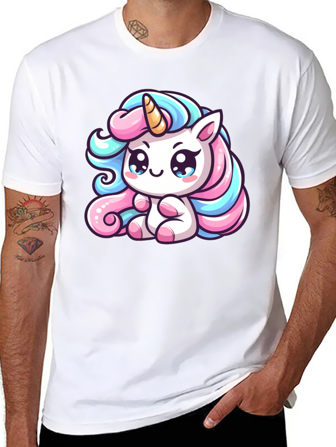 Cute Unicorn Graphic Black Tee Shirt