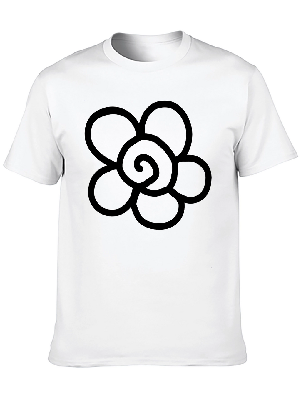 Black T-Shirt with Flower Graphic