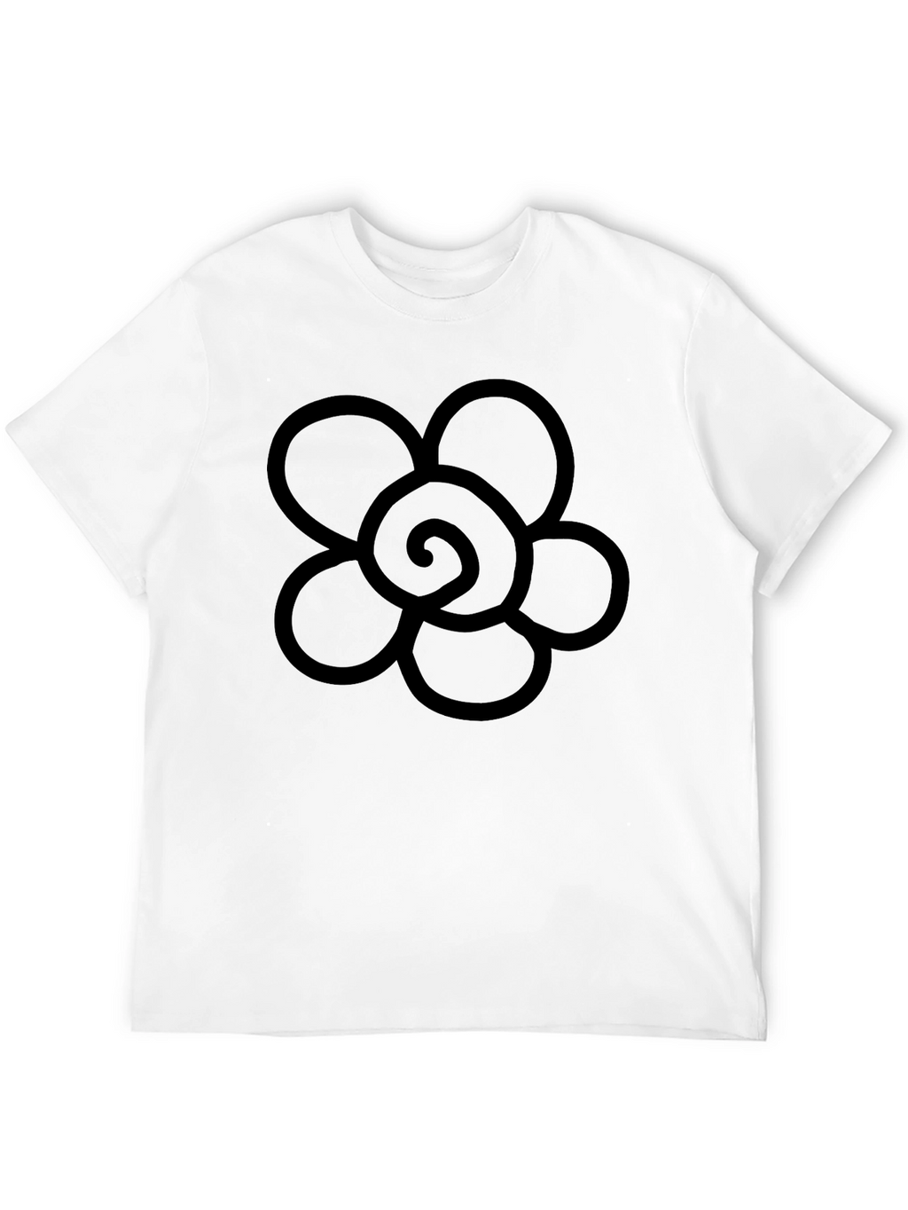 Black T-Shirt with Flower Graphic