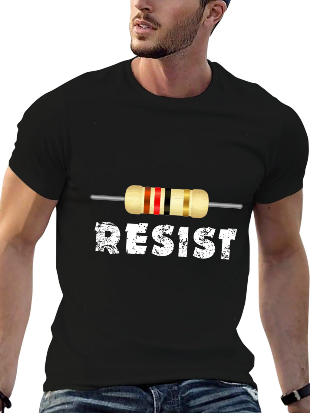 Resist Resistor Funny Electronics Geek Black T-Shirt