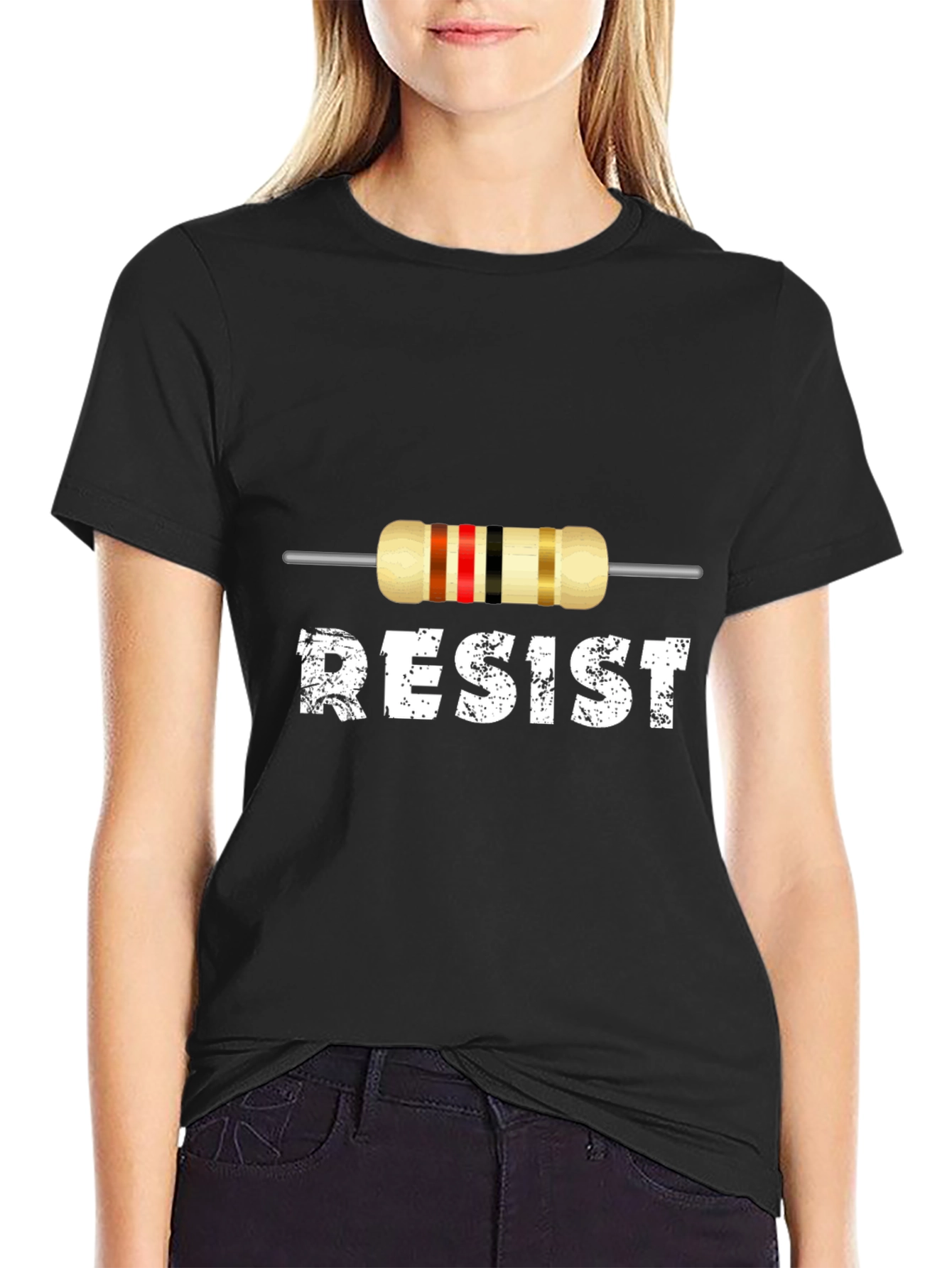 Resist Resistor Funny Electronics Geek Black T-Shirt