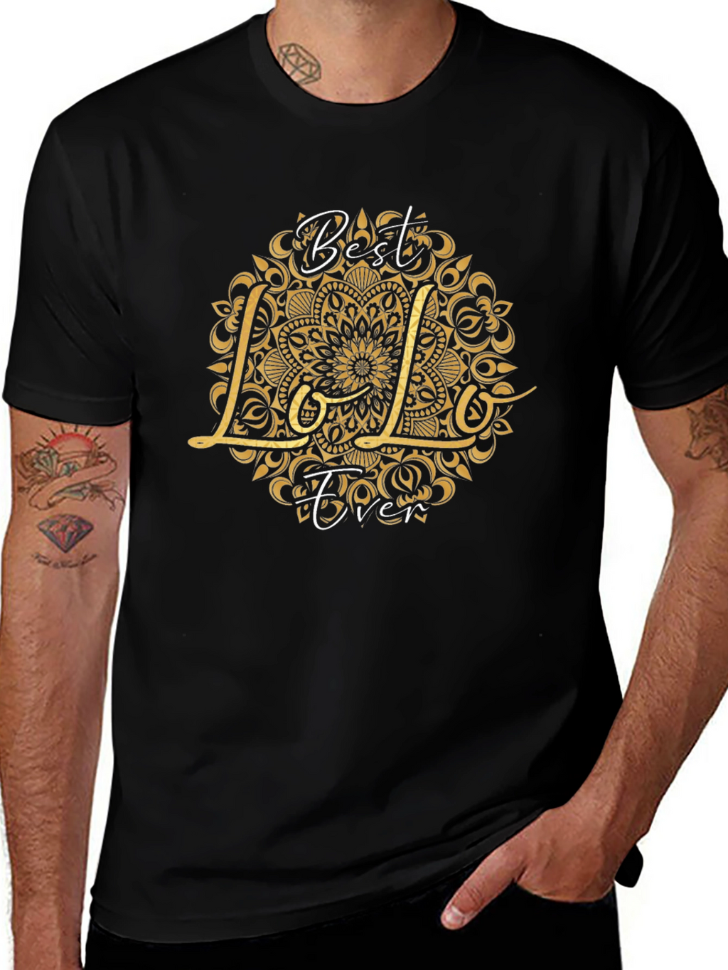 Best Lolo Ever Graphic T-Shirt - Black Crew Neck