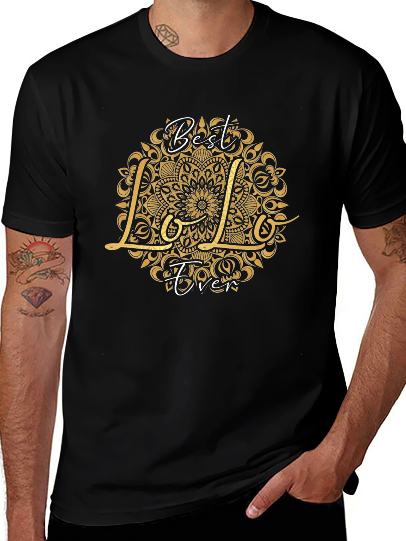 Best Lolo Ever Graphic T-Shirt - Black Crew Neck
