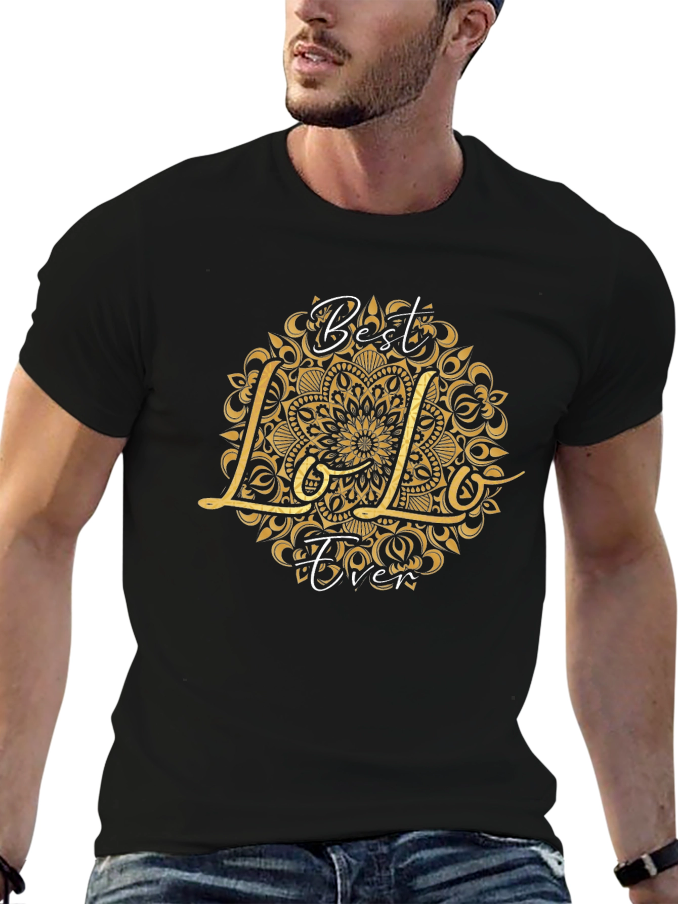 Best Lolo Ever Graphic T-Shirt - Black Crew Neck