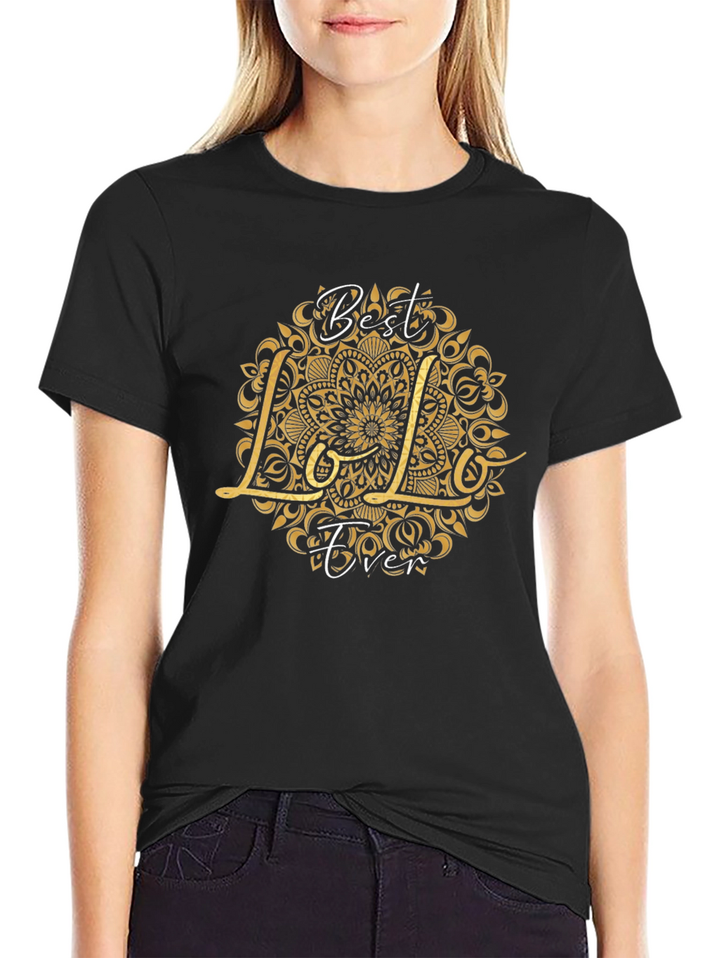 Best Lolo Ever Graphic T-Shirt - Black Crew Neck