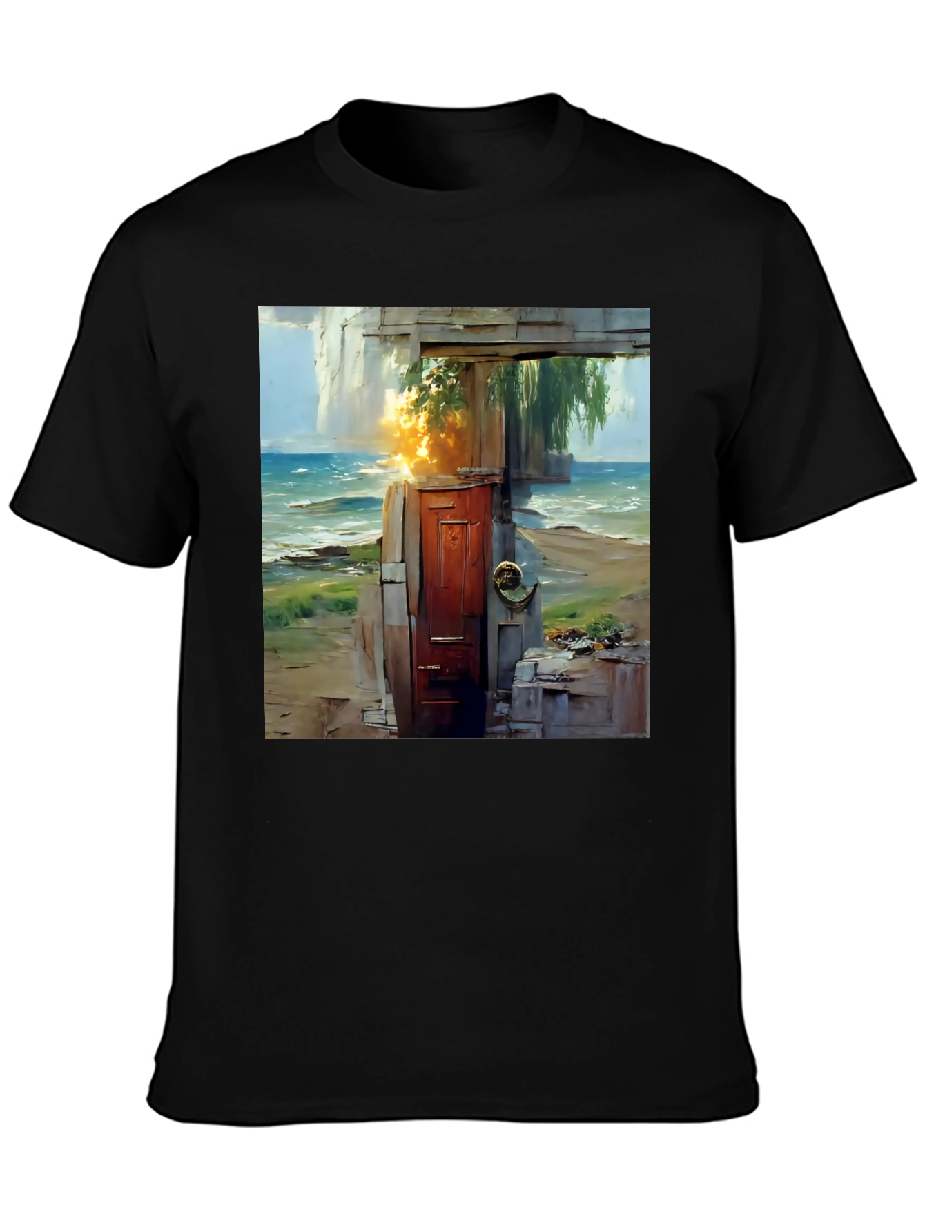 Coastal Doorway Graphic Tee - Unique Art T-Shirt