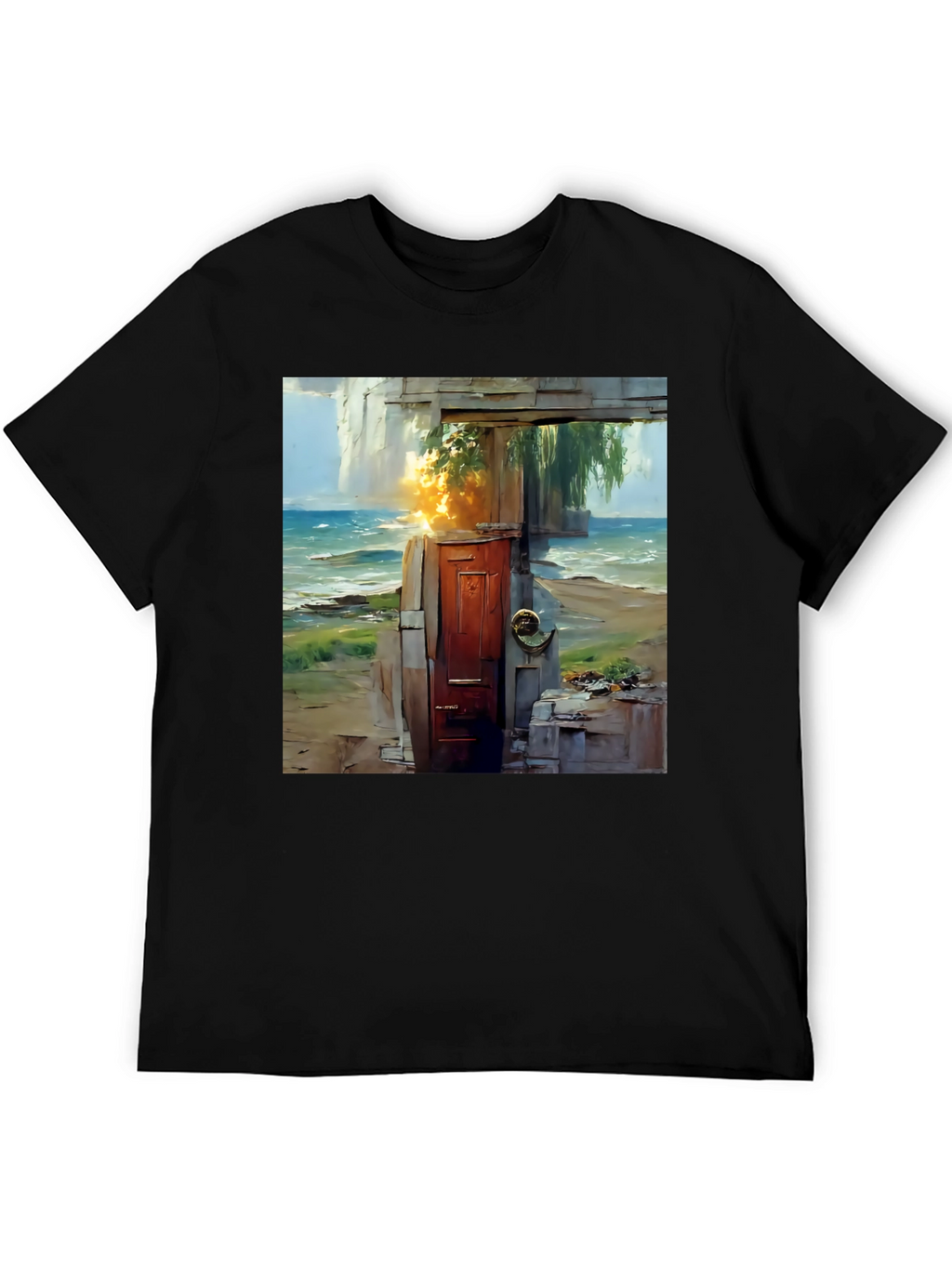 Coastal Doorway Graphic Tee - Unique Art T-Shirt