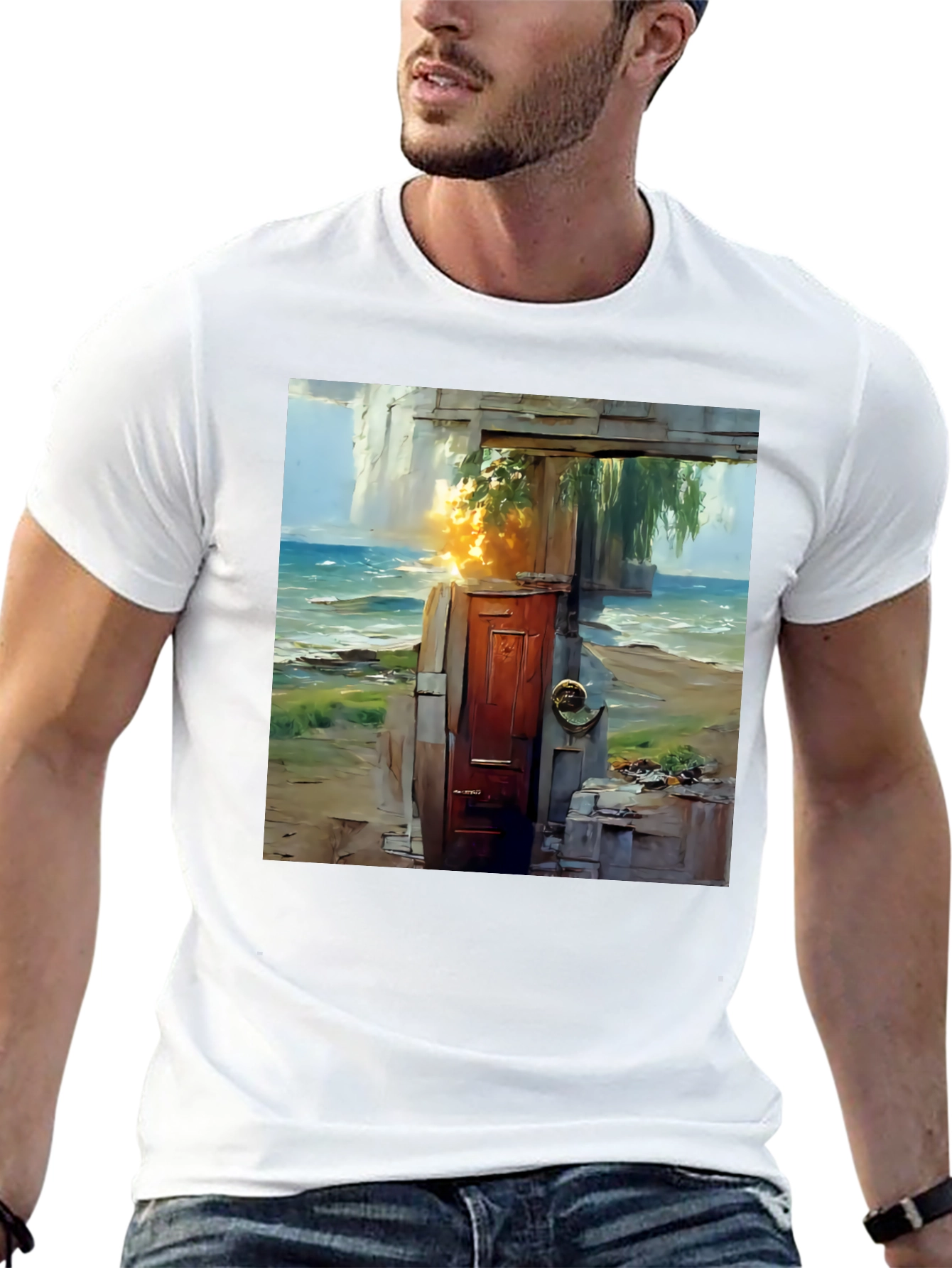 Coastal Doorway Graphic Tee - Unique Art T-Shirt
