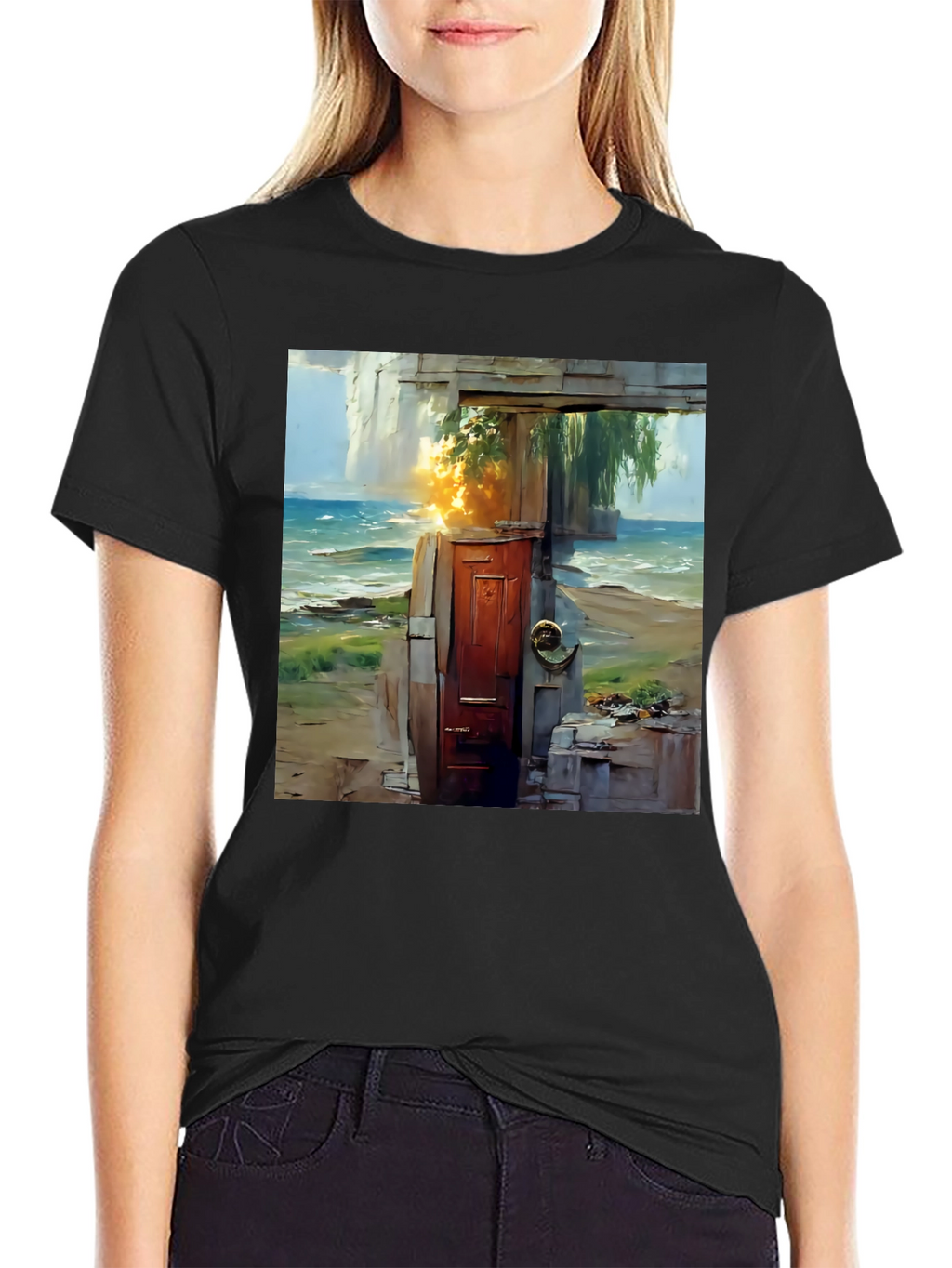 Coastal Doorway Graphic Tee - Unique Art T-Shirt