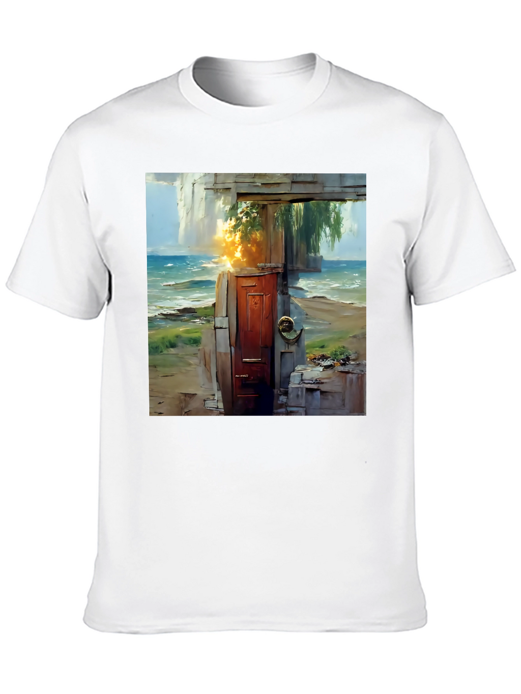 Coastal Doorway Graphic Tee - Unique Art T-Shirt