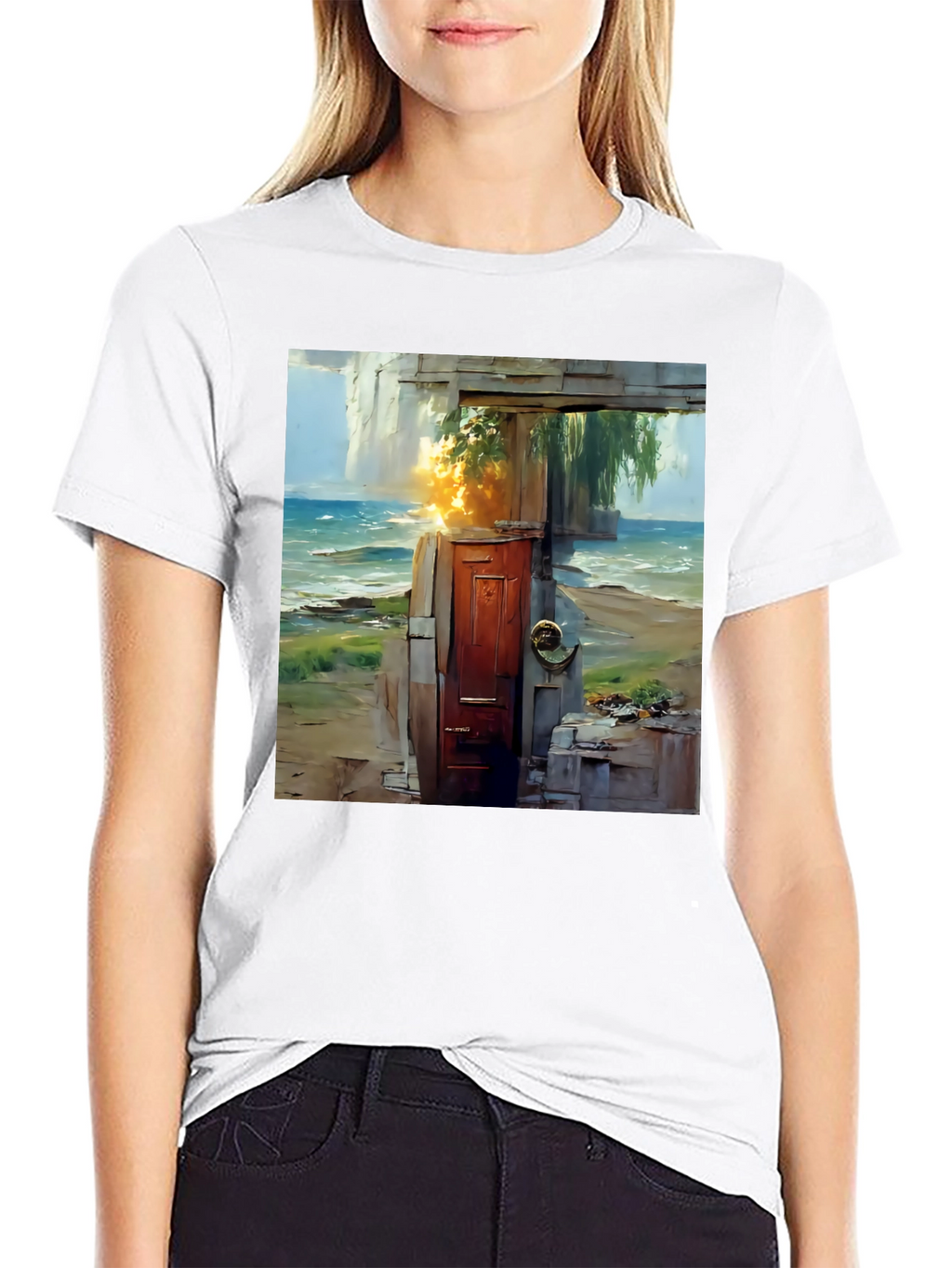 Coastal Doorway Graphic Tee - Unique Art T-Shirt