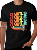 Retro Owls Graphic Tee - Unique Bird Lover Gift