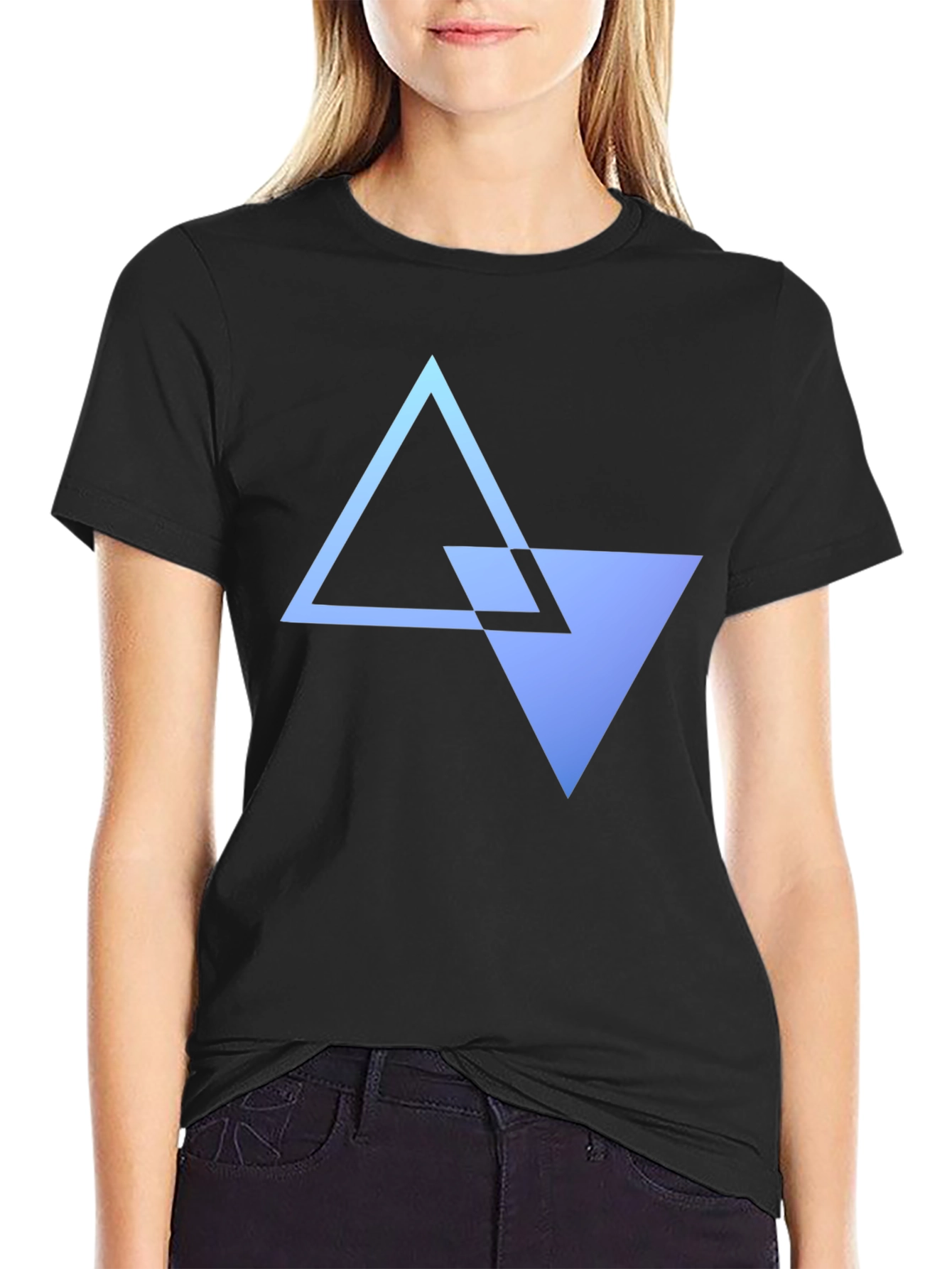 Geometric Triangle Graphic Tee - Modern Black T-Shirt