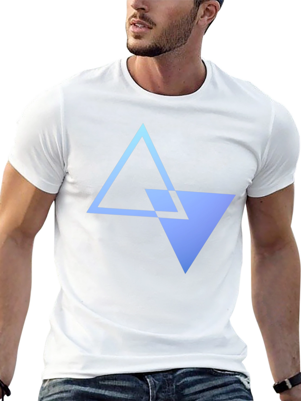 Geometric Triangle Graphic Tee - Modern Black T-Shirt